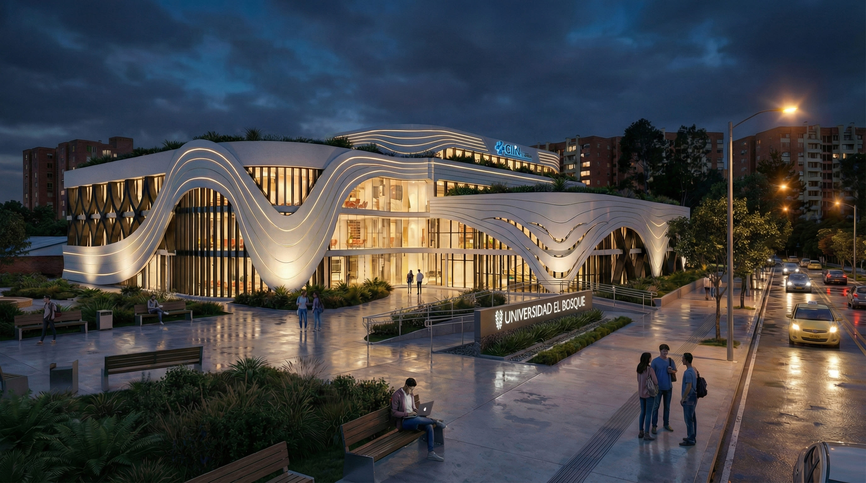 Fachada principal del Centro de Innovación en Neurociencias CIIN en Bogotá - Elite24 Studio, firma de arquitectura en Bogotá
