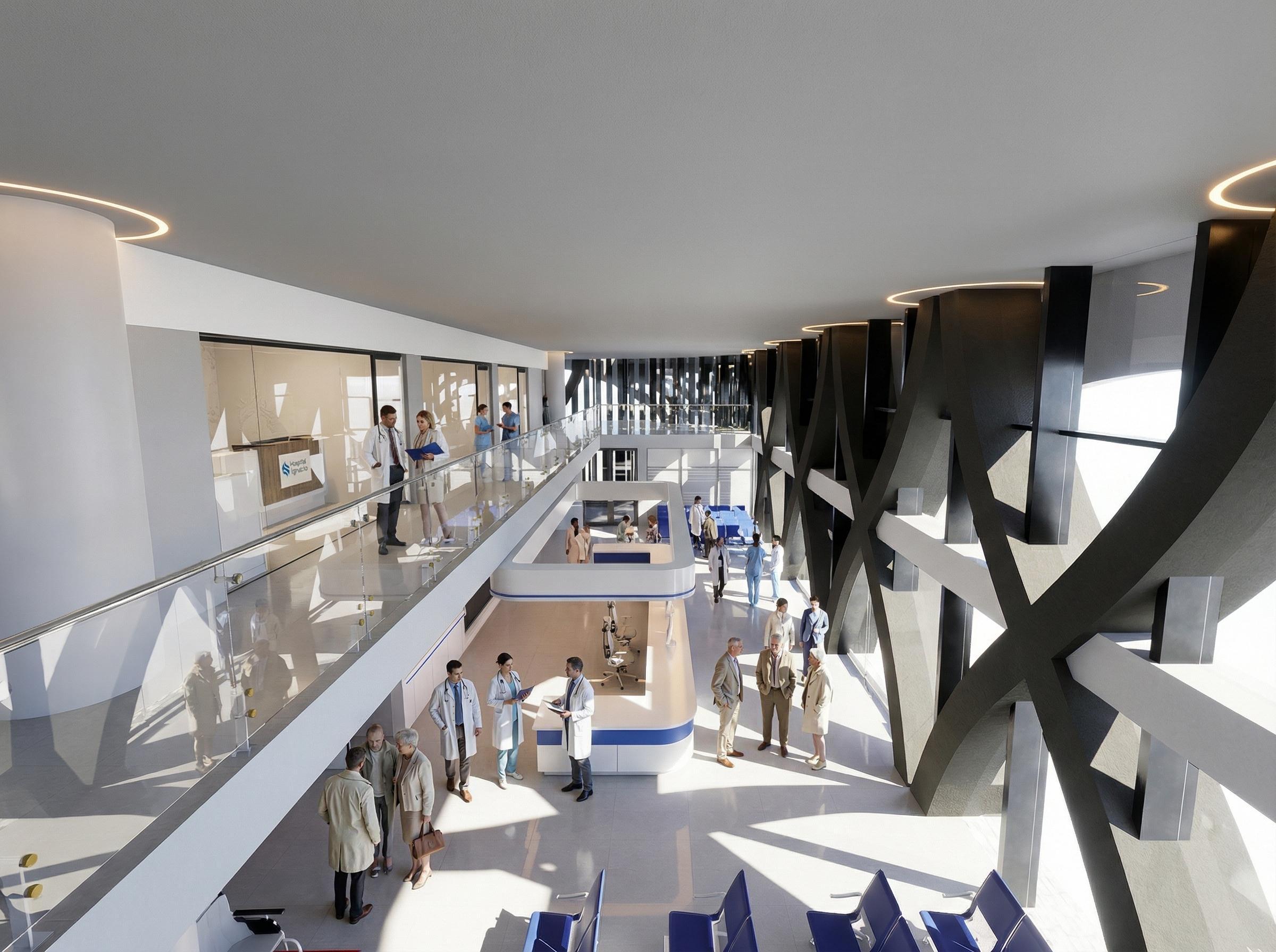 Patio interior con iluminación natural en el CIIN, nodo educativo de neurociencias - Elite24 Studio, firma de arquitectura en Bogotá