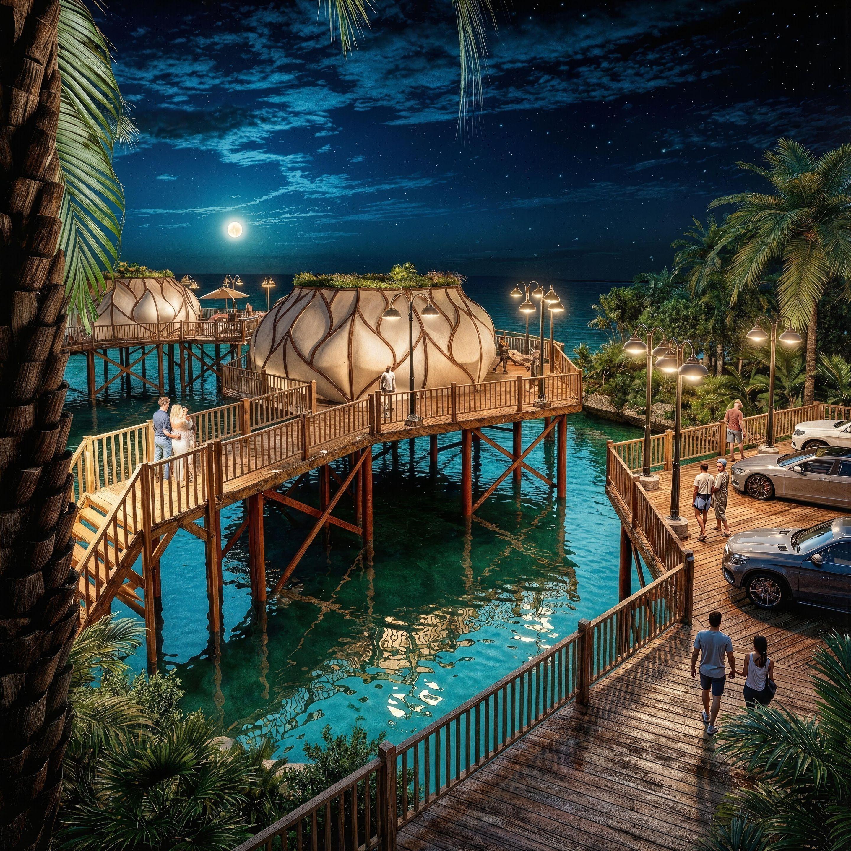 Vista aérea del conjunto de glamping Caribbean Suites integrado al paisaje tropical - Elite24 Studio, firma de arquitectura en Bogotá