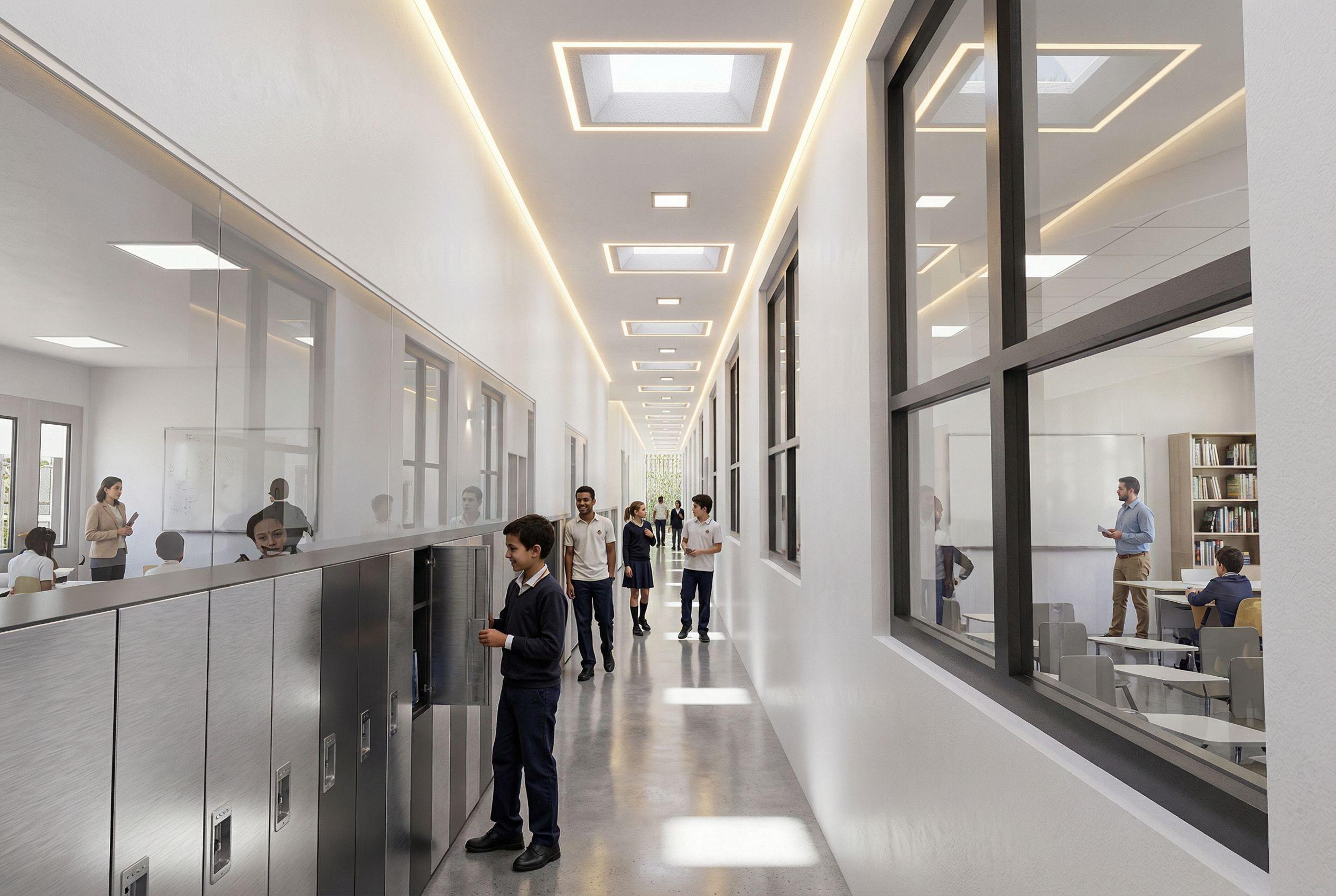 Detalle de la conexión entre arquitectura y paisaje en el Colegio Campestre La Aurora - Elite24 Studio, firma de arquitectura en Bogotá