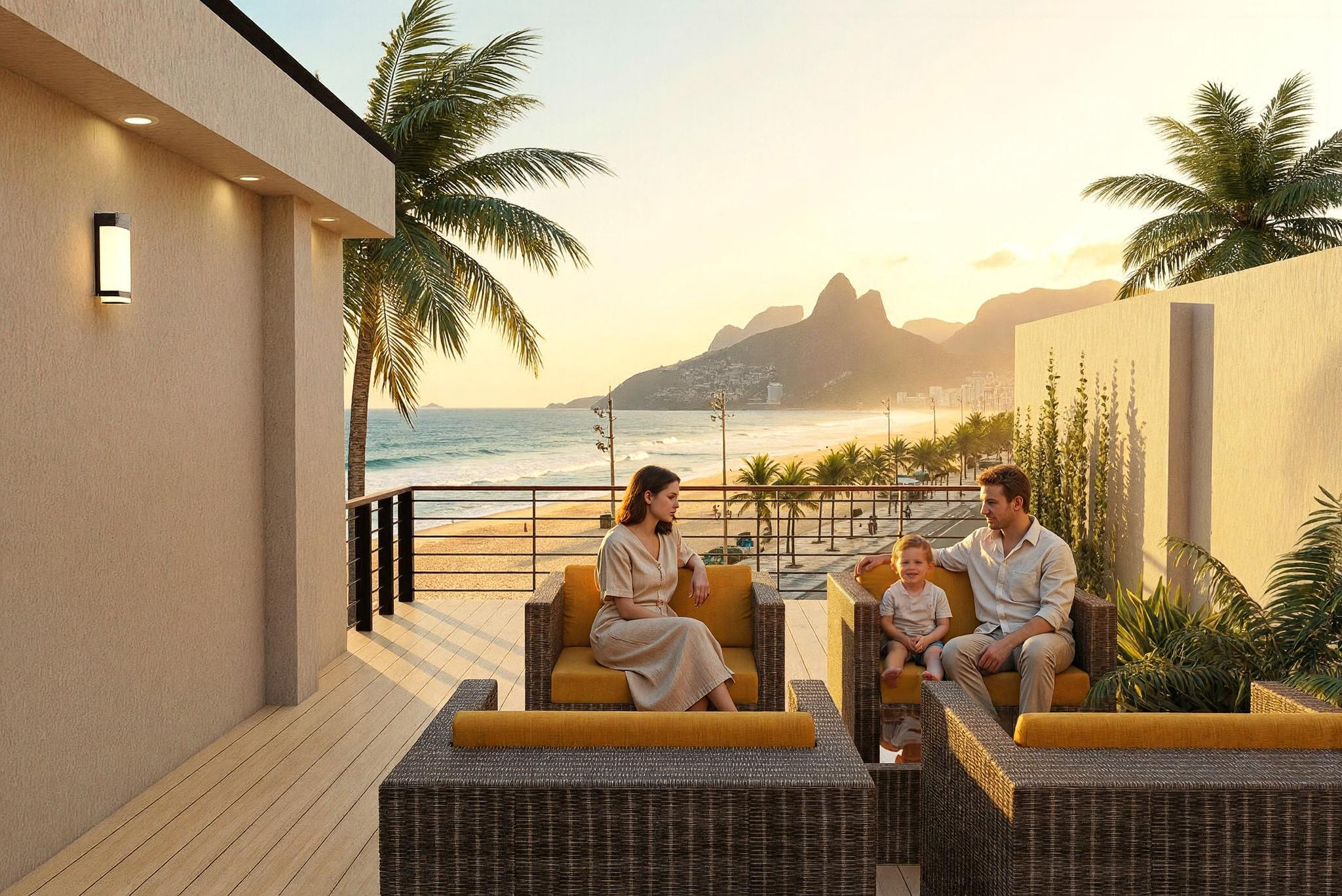 Vista aérea del conjunto residencial en hilera Parallel 12 sobre la playa de Ipanema, Brasil - Elite24 Studio, firma de arquitectura en Bogotá
