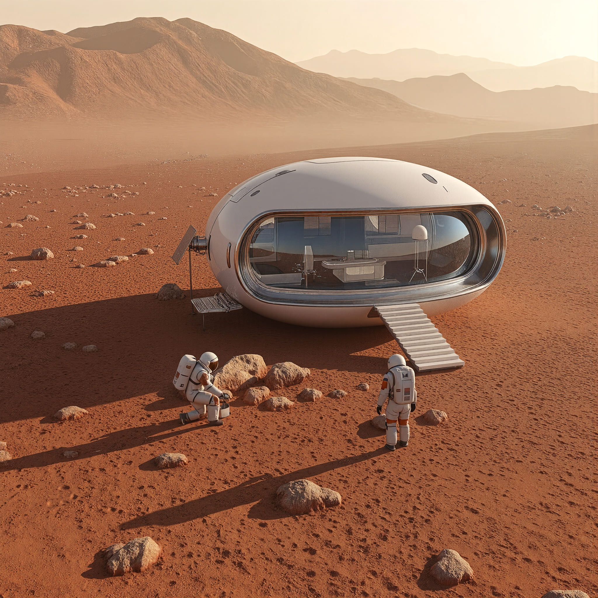 Dormitorio de la cápsula Space X Capsule 2030 para astronautas en Marte - Elite24 Studio, firma de arquitectura en Bogotá