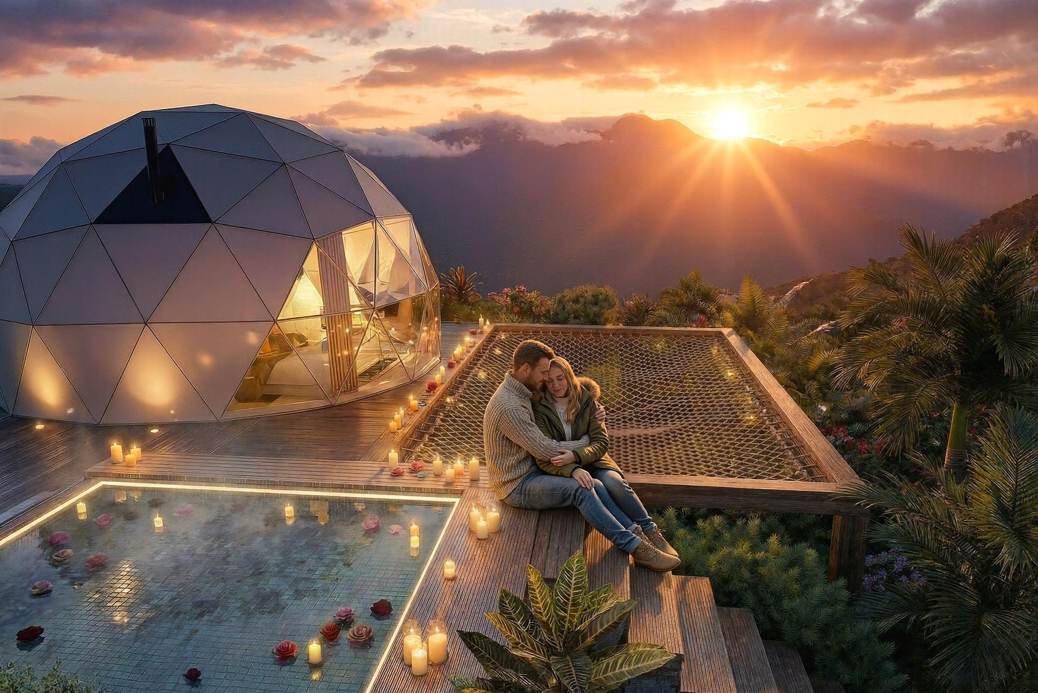 Estructura en madera y bambú del Glamping Sky - diseño arquitectónico - Elite24 Studio, firma de arquitectura en Bogotá