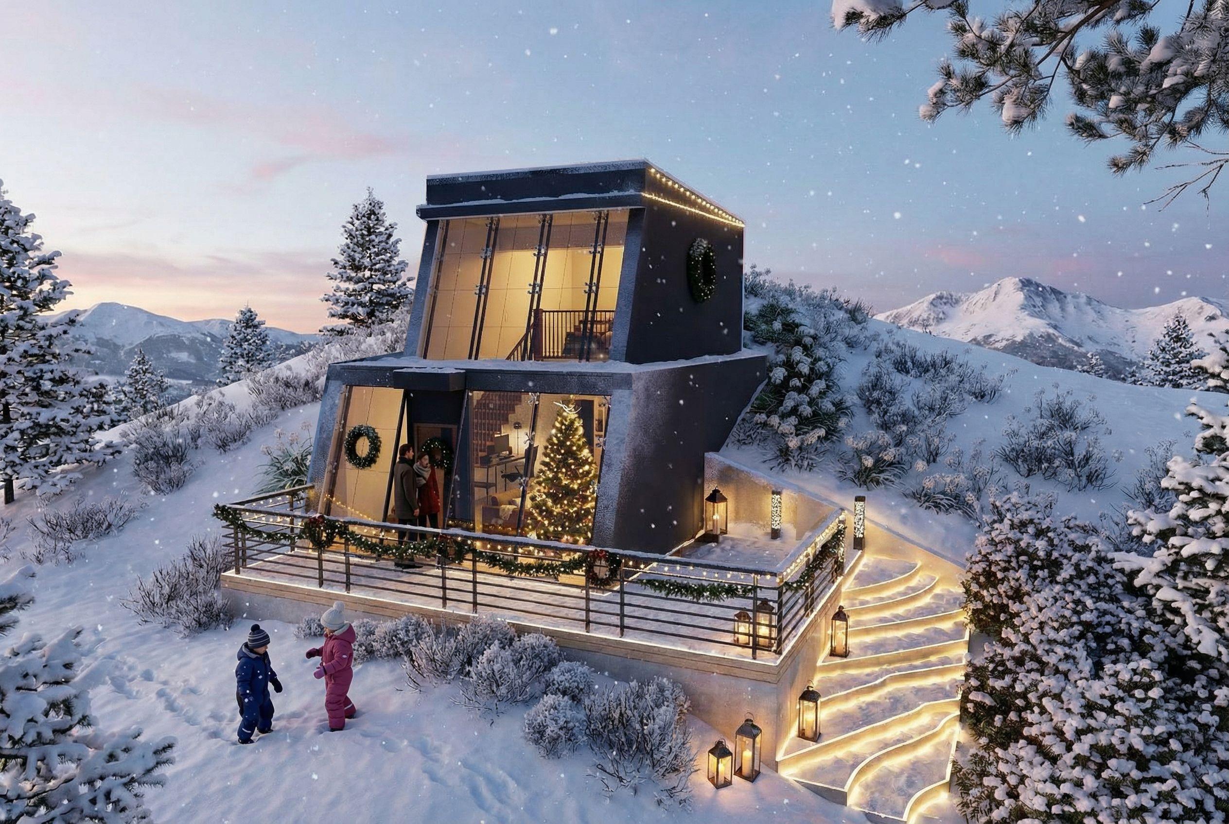 Fachada semienterrada de Villa Nordljus integrada a la montaña con vista a Estocolmo - Elite24 Studio, firma de arquitectura en Bogotá