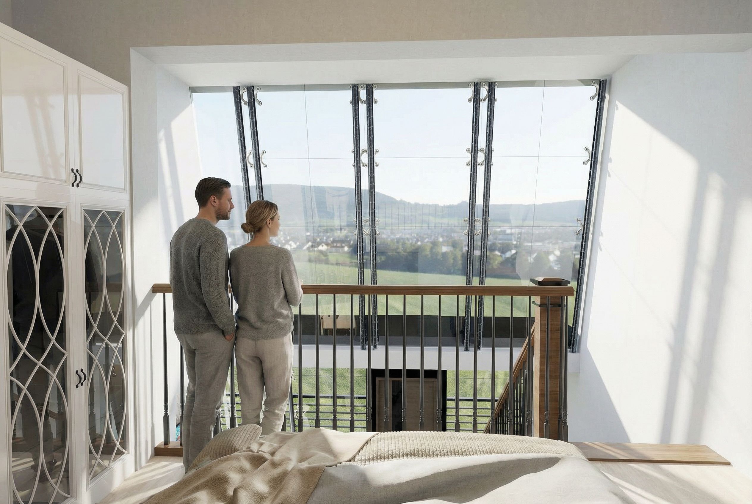 Terraza con vista panorámica hacia Estocolmo desde Villa Nordljus - Elite24 Studio, firma de arquitectura en Bogotá
