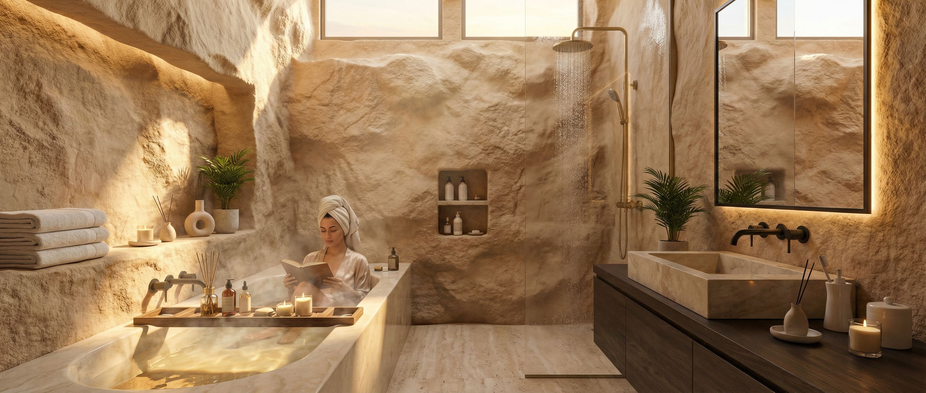 Cavidad natural excavada y refinada en Bayt Al Sakhra, prototipo residencial de NEOM - Elite24 Studio, firma de arquitectura en Bogotá