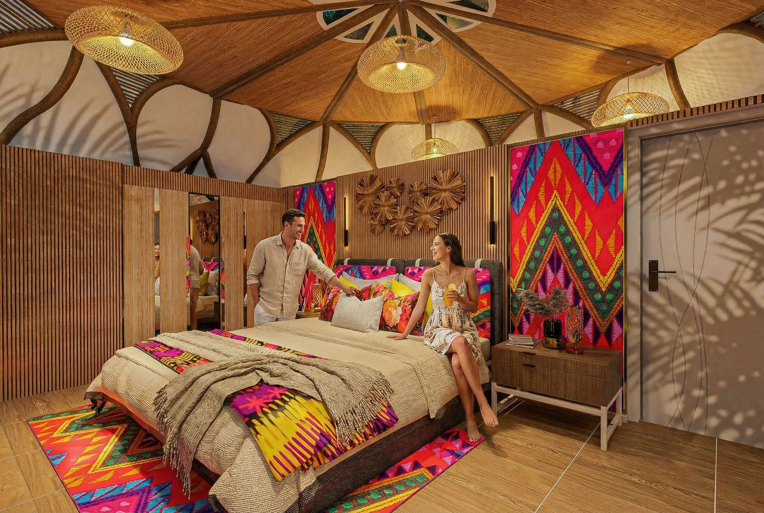 Zona de descanso con ventilación cruzada en una suite de Caribbean Suites - Elite24 Studio, firma de arquitectura en Bogotá