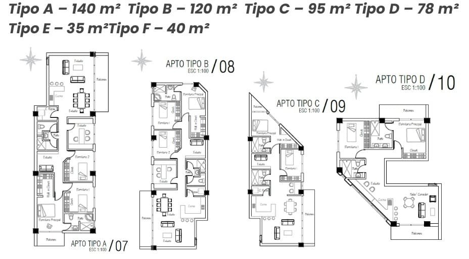 Esquema de los penthouses de lujo en la cúspide de Elevens Garden - Elite24 Studio, firma de arquitectura en Bogotá