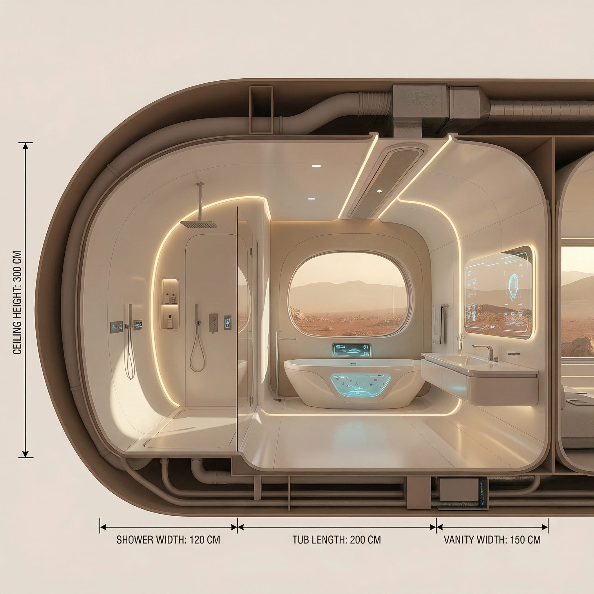 Boceto conceptual de la cápsula modular autosuficiente Space X Capsule 2030 - Elite24 Studio, firma de arquitectura en Bogotá