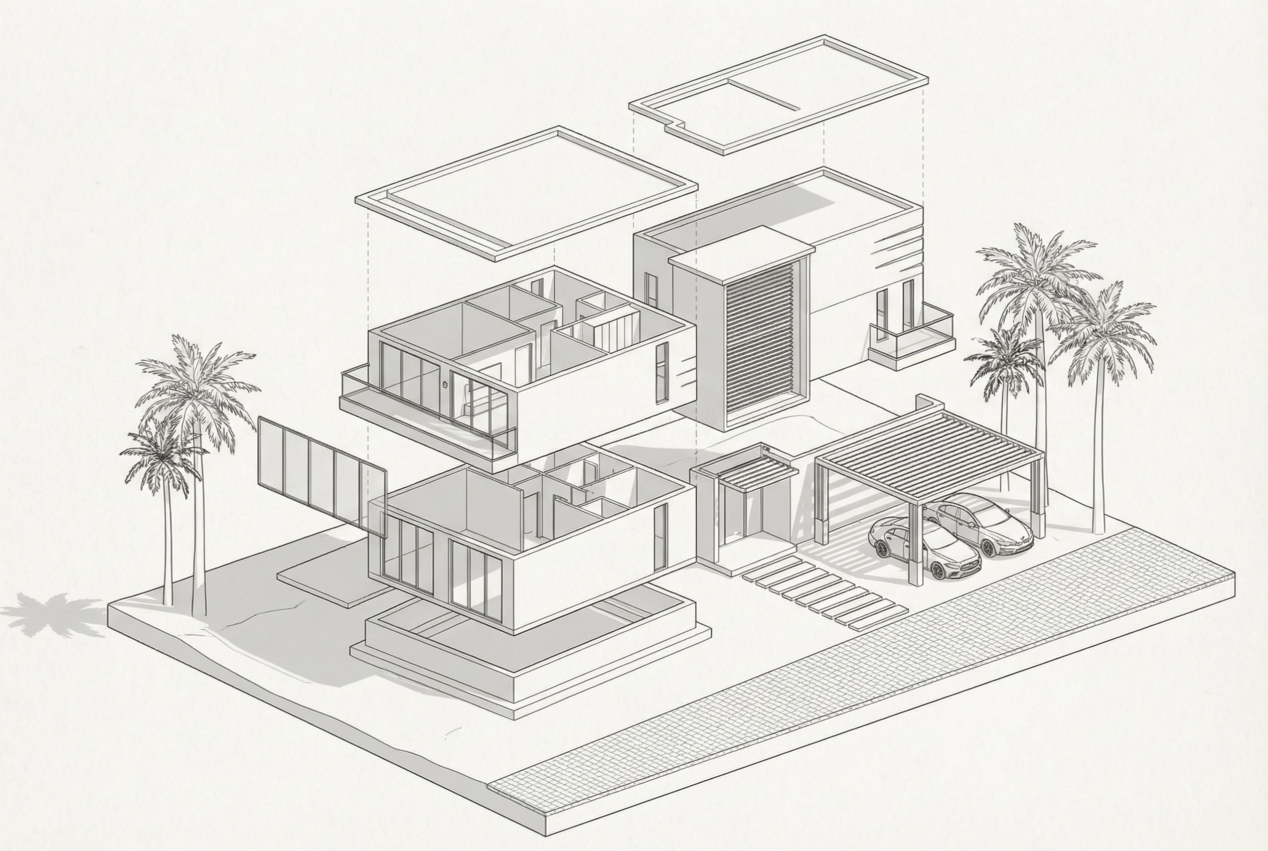 Esquema de diseño de Casa Brisa del Mar - Elite24 Studio, firma de arquitectura en Bogotá